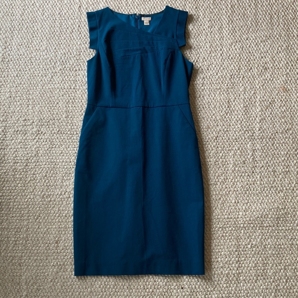 NWOT J. Crew Sleeveless Teal-Blue Sheath Dress
